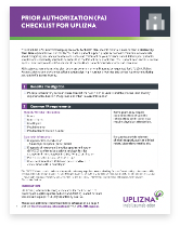 Cover image of the Prior Authorization Checklist for UPLIZNA for HCPs